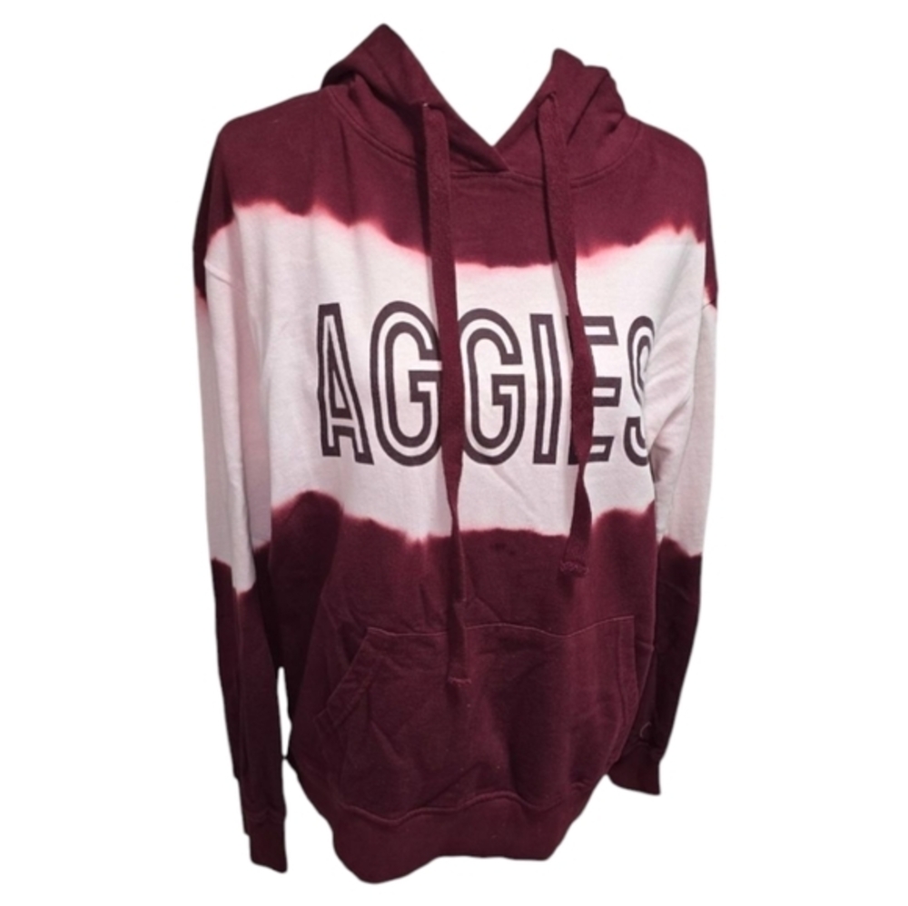 Aggies Texas A & M Burgundy White Sweater‎ Colorblock Ombré Hoodie Size Medium